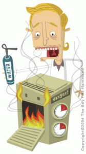 server overheat cartoon